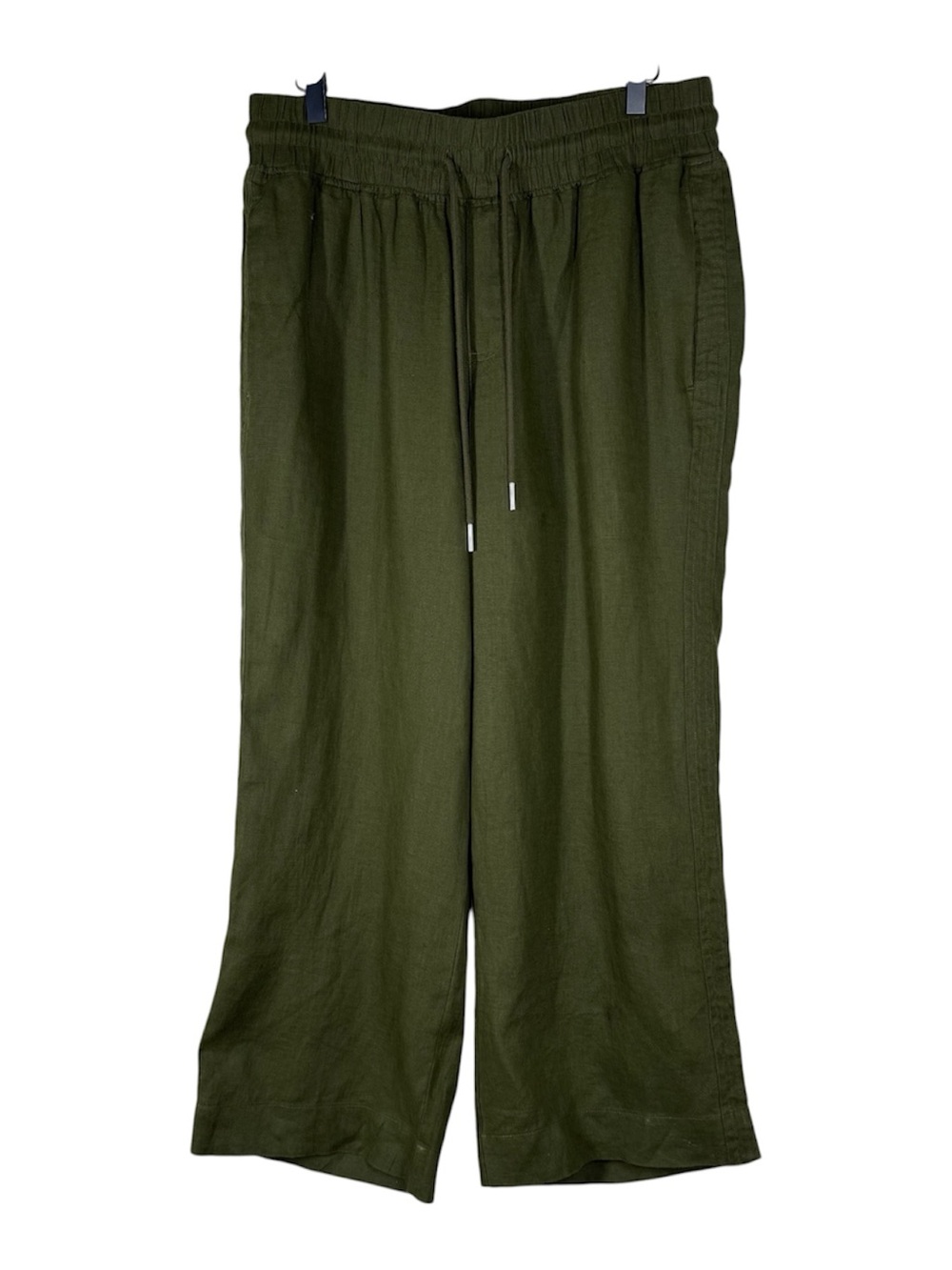 Quince 100% European Linen Wide Leg Pants Olive Green Travel Vacation Large